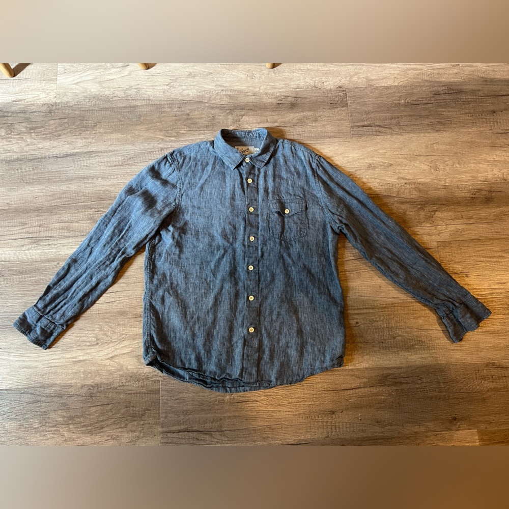 Grayers Arden Linen Shirt - Blue Pin Stripe (M)